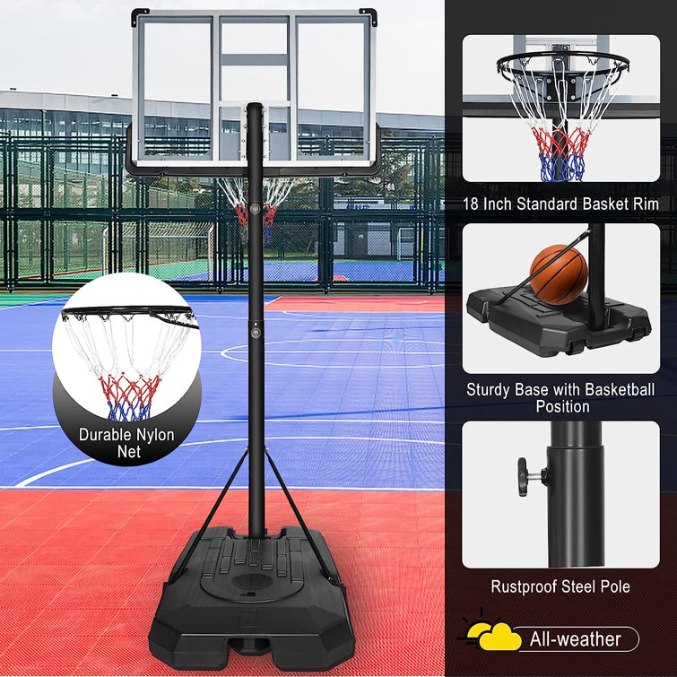 Balems Adjustable Height 44'' W Steel Portable FullSize Basketball